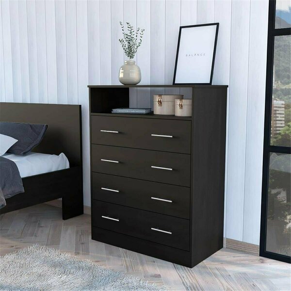 Depot E-Shop Serbian Four Drawer Dresser, Black DE-CLW6743